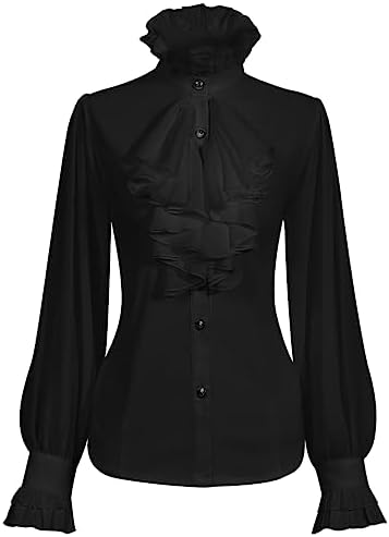 Mingyuezai Victorian Blouse Womens Gothic Pirate Shirt Vintage