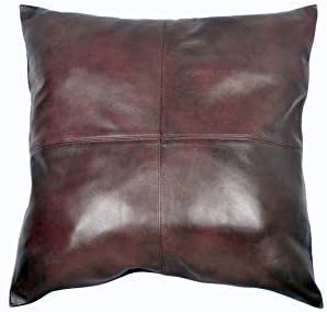 Excentoutwear 100% Lambskin Leather Pillow Cover - Sofa Cushion Case - Decorative Throw Covers for Living Room & Bedroom - 16x16 Inches - Dark Box Brown Pack of 1