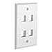 Cmple - 4 Port Keystone Wall Plate 1 Gang Wall Plate with Standard Size Ethernet Wall Plate Keystone Wall Plate Compatible with Keystone Jack, HDMI Keystone - White