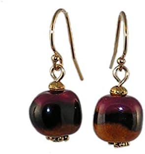 Berry, Black, and Tan Earrings - Kazuri Earrings