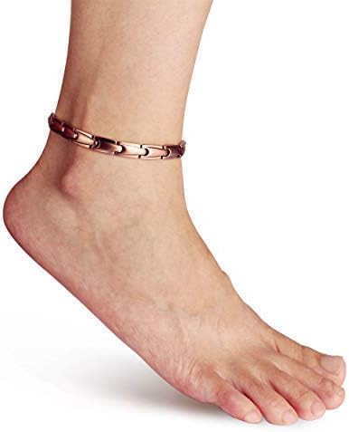 VITEROU Womens Adjustable Pure Copper Magnetic Therapy Anklet with Healing Magnets for Arthritis and Carpal Tunnel,11 Inches