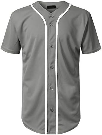 Mersenne Men's Baseball Jersey Button Down Short Sleeve Shirts