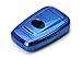 iJDMTOY Chrome Finish Blue TPU Key Fob Protective Case w/Button Cover Compatible with 2017/2018-up Toyota Camry Prius Prime Mirai C-HR, etc w/Push Start Engine Feature