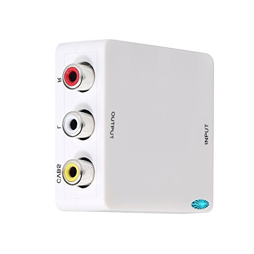 Prime Quality Mini HDMI to AV Converter Box 1080p HDMI to RCA/CVBS/AV Composite L/R Adapter PAL/NTSC Format Output Compatible (Wht)