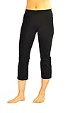 CLARANY Women's Combed Cotton Spandex Capri Waistband Yoga Pants