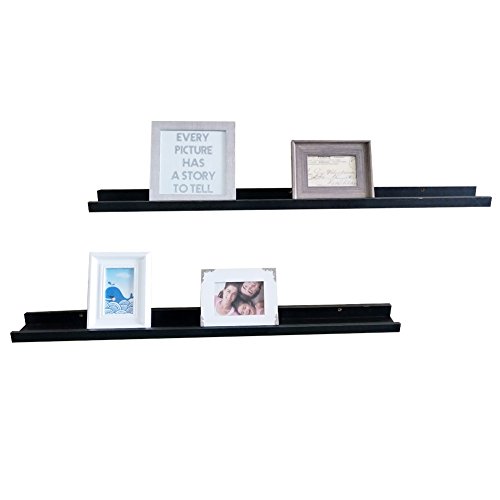 SHELVING SOLUTION Large L Shaped Floating Shelf (Set of 2, Black 45 1/4 Inch)