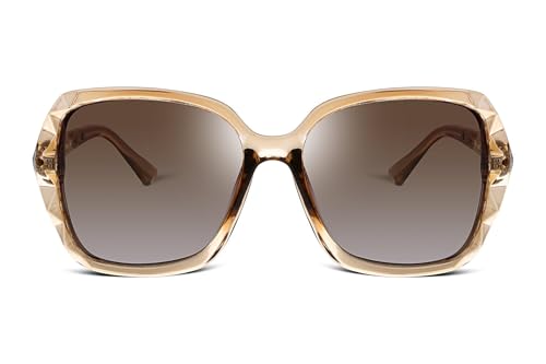 FEISEDY Gafas de sol cuadradas polarizadas para mujer, moda marco de gran tamaño brillante compuesto lentes de sol B2289