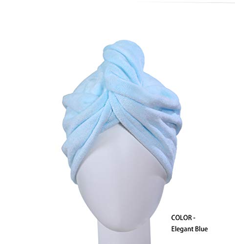 KOWUEN Premium Microfiber Hair Towel for Long Hair, 2 Pack Hair Turbans for Wet Hair, Super Absorbent Rapid Dry Hair Towel Wrap Wet Hair Towel for Curly Hair (Pink+Blue)