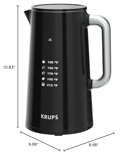 KRUPS Smart Temp Electric Kettle: 1.7L Capacity, 5 Precise Temperature Settings, Digital Display, Cool-Touch Exterior, Cordless Design for Tea and Coffee Lovers - Image 7