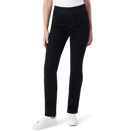 Gloria Vanderbilt Women’s Amanda Pull On High Rise Jean Standard, Black Rinse