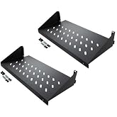 NavePoint 2U Cantilever Server Shelf Rack Mount 19 Inch 2 piece Set Center Weighted Vented