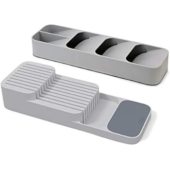 Joseph Joseph 10511 DrawerStore Set Kitchen Drawer Organizer Tray for Cutlery and Knives, Gray