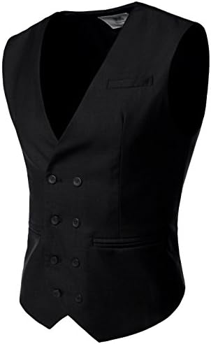 Showblanc (SBNKVE603) Attractive Mens 8 Button Double Breasted Business Vest BLACK US XXL(Tag size 2XL)