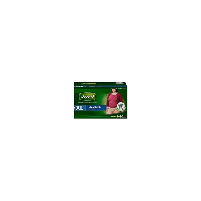 Depend FIT-Flex Incontinence Underwear for Women, Maximum Aobsorbency, XL ;Tan, 80 Count