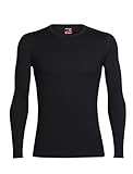 Icebreaker Merino Men's Tech Top Long Sleeve Crewe Top, Black/Black, Large