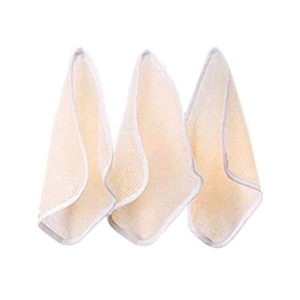 Aamoro Exfoliating Face and Body Natural Non Bleached Wash Cloths Towel Soft Weave Bath Cloth Exfoliating Scrub Cloth Massage bath Cloth for Women and Man (Pack of 3)