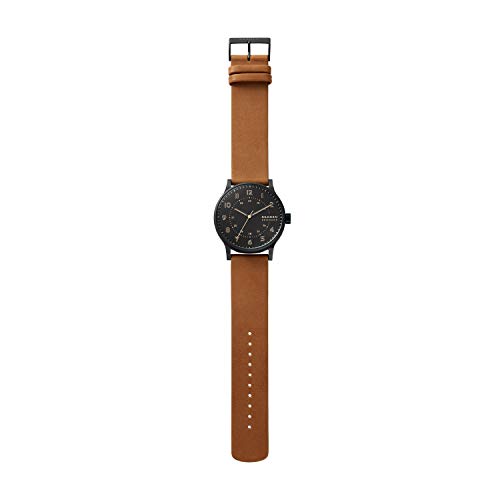 Skagen-Mens-Stainless-Steel-Quartz-Watch-with-Leather-Strap-Brown-20-Model-SKW6680