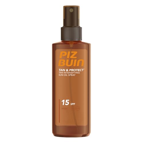 Tan & Protect Tan Intensifying Sun Oil Spray (1x150 ml), bronceador solar con SPF15 y filtros UVA/UVB, aceite bronceador con Illumitone, protector solar ligero