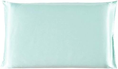 Dehman 100% Pure Mulberry Charmeuse Silky Satin Silk Pillowcase Pillow Case Cover for Hair & Skin 19 Momme (1Piece) (LightGreen, Queen Size, 20X30 INCHES)