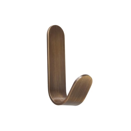 EVI Herrajes | Hook Towel Holder | Brass Wall Hook | Aged Leather Finish | Adhesive Mount | for Hanging Clothes, Towels, or Accessories | Mod. 173ADLCU