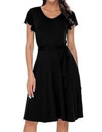 FANVOOK Vestido de verano con mangas volantes y bolsillos para mujer