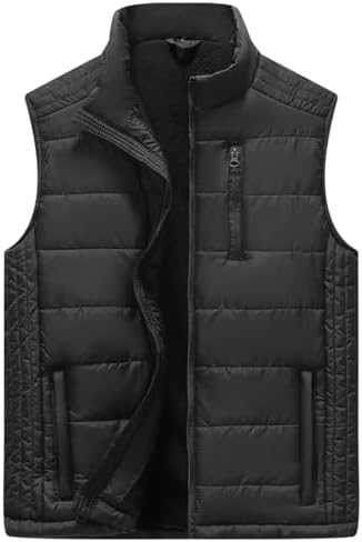 SWJGLITTR Men's Down Vest Male Collarless Lightweight Puffer Vest