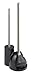 mDesign Toilet Bowl Brush and Plunger Set for Bathroom Storage - Black/Brushed Stainless Steel