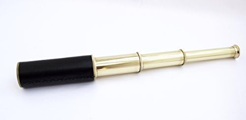 Nautical Handheld Pirate Brass Telescope with Box / Case ,Sailor Home Decor Pirate Captain Boat Toy Gift (16", Plain Black)