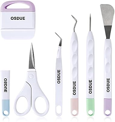 Strumenti Set Base, Set di 6 Strumenti per Diserbo in Vinile, Utensili per Scrapbooking, Silhouette, Lettering, Scritte