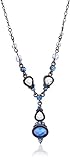 1928 Jewelry Black Tone Blue Faceted and Light Blue Crystal Y-Shaped Necklace, 15