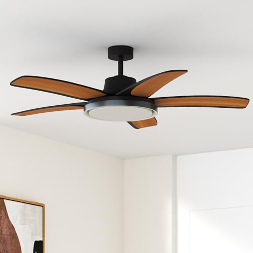 DREO Smart Ceiling Fans with Lights, Low Profile Ceiling Fan with Alexa/App, 52'' Dimmable Lighting & Color Tuning, RGB Ambient Light for Living Room, Game Room, Easy Installation, Quiet, Black