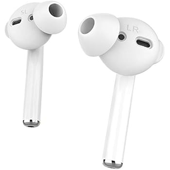 AhaStyle 4 Pairs Earbuds Cover Anti-Slip Ear Tips Silicone Compatible with Apple AirPods 2 & 1 or EarPods-【Not Fit in The Charging Case】 (2 Pair Large & 2 Pairs Small, White)