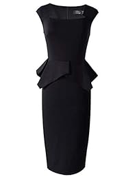 VFSHOW vestido de cuello cuadrado con aberturas laterales de peplum para mujer