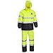 John Deere Unisex High Visability ANSI Class III Rain Suit Jacket and Bib with Color Block, High Visability, Water Resistant, and Reflective 3M Tape, Yellow, Black, 2X-Large (JD44530/2XL)