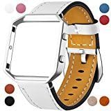 Dizywiee for Fitbit Blaze Leather Bands with Metal Frame, Classic Genuine Leather Wristband for Fitbit Blaze Replacement Fitness Strap Women Men
