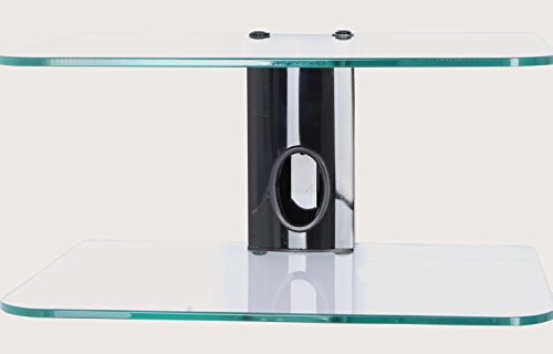 DVD Wall Mount and DVD Wall Bracket with Black Column and 2 x Clear Floating Shelves with Strengthened Tempered Clear Glass for DVD Players/Cable Boxes/Games Consoles/TV Accessories - Thumbnail 3