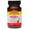 Country Life Certified Vegan K2 500mcg, Gluten-Free Smooth Melts, Strawberry, 60 ea