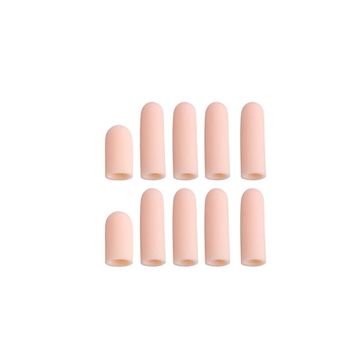HEALLILY 10pcs Gel Finger Cots Silicone Finger Protectors Fingertips Sleeves Support Arthritis Basketball Mallet Finger…