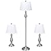 Tangkula 3 Pack Lamp Set, Vintage Style Metal Base Floor Lamp and Table Lamps Set for Home Living Room Bedroom, UL Certificate, 3-Piece Lamp Set, Nickel Finish (Nickel)