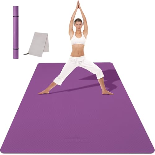 CAMBIVO Yogamatte XXL, Yoga Matte 183cm x 122cm Groß,6/8/10/12mm Extra-DickE Fitnessmatte, Breite Sportmatte Rutschfest, TPE Pilatesmatte Gymnastikmat