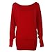 ZJ Clothes Plus Size Women Long Sleeve Off Shoulder Plain Batwing Tunic Top