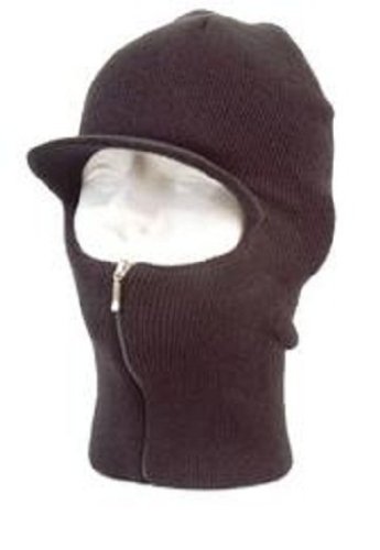 Easy ZIP Down Knit SKI Visor Face Mask Zipper up Balaclava Brim Hunting Hat Cap