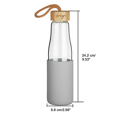 image for Origin - Best BPA-Free Glass Water Bottle with Protective Silicone Sle
