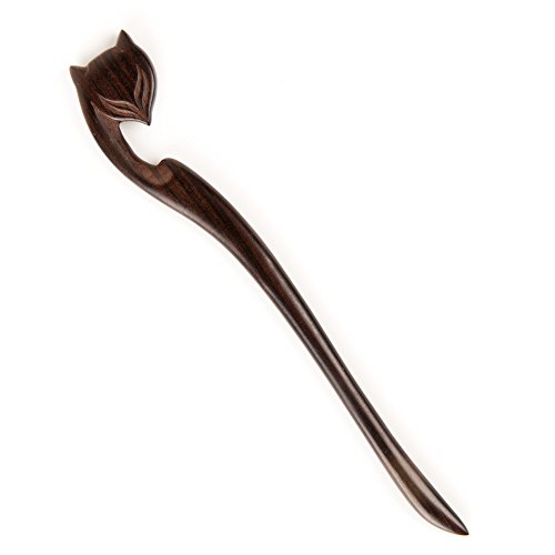 Fonder mols spirit fox handmade carved ebon hair sticks shawl pin…