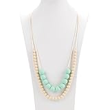 Consider It Maid Silicone Teething Necklace for Mom to Wear - FREE E-BOOK - BPA FREE and FDA Approved - Mine and Your (Navjao White/Mint)