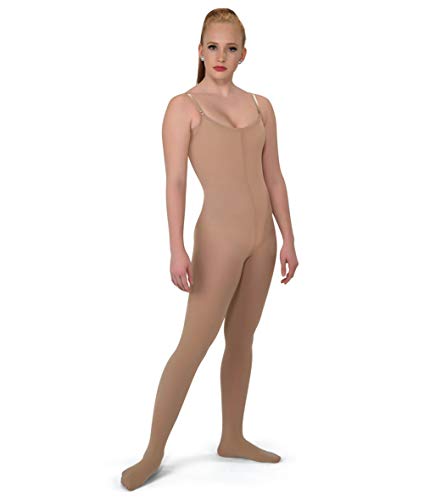 DANCEYOU Women's Full Stretch Convertible Girls Body Tights for Dance Performances, Tan, Size XL