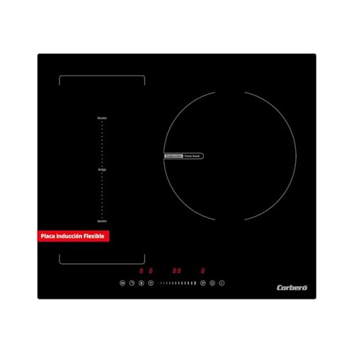CorberĂł CCIG373FLEX Plaque Ă induction 3 zones avec zone Flex 7200 W ContrĂ´le tactile Slider 9 niveaux Booster Minuterie Verre Noir