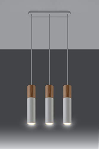 MiaLux G9 Pendelleuchte – Pendelleuchte Esstisch – Hängeleuchten & Pendelleuchten – Deckenlampe Hängend – Lampe Esstisch Hängend – Esstisch Pendelleuchte – MILVA Weiß, Naturholz - G9-Fassung