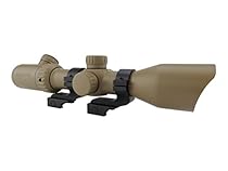Monstrum Tactical 3-12x42 AO Rifle Scope with Illuminated Mil-Dot Reticle and Offset Reversible Scope Rings (Flat Dark Earth/Offset Rings)