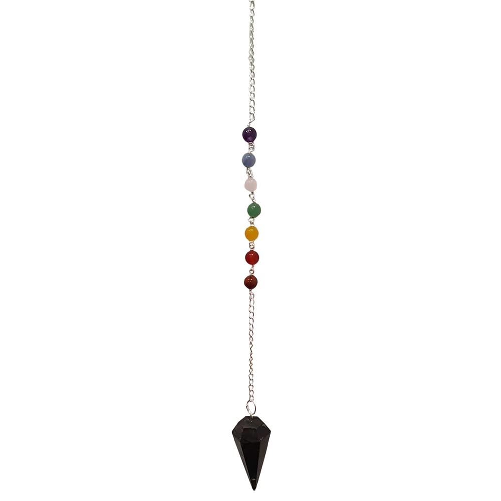 VIE Pendulum with 7 Chakra Beaded Chain (Black Tourmaline)